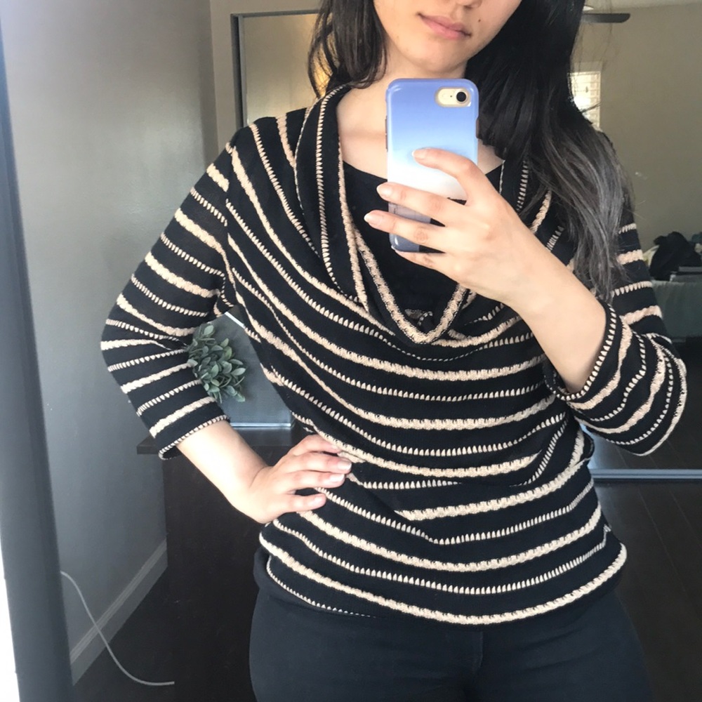 Beige and Black Top
